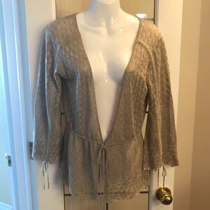 MNG Suit Beige & Gold Sparkle Knit Cardigan
